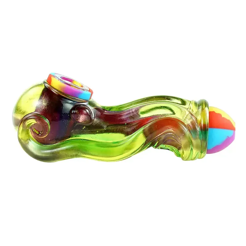 Silicone Resin Hand Pipe Inkfish Style Sepia Shape Dry Herb Tobacco Hand Smoking Pipes with Glass Bowl Piece Oil Burner Unbreakable Novelty