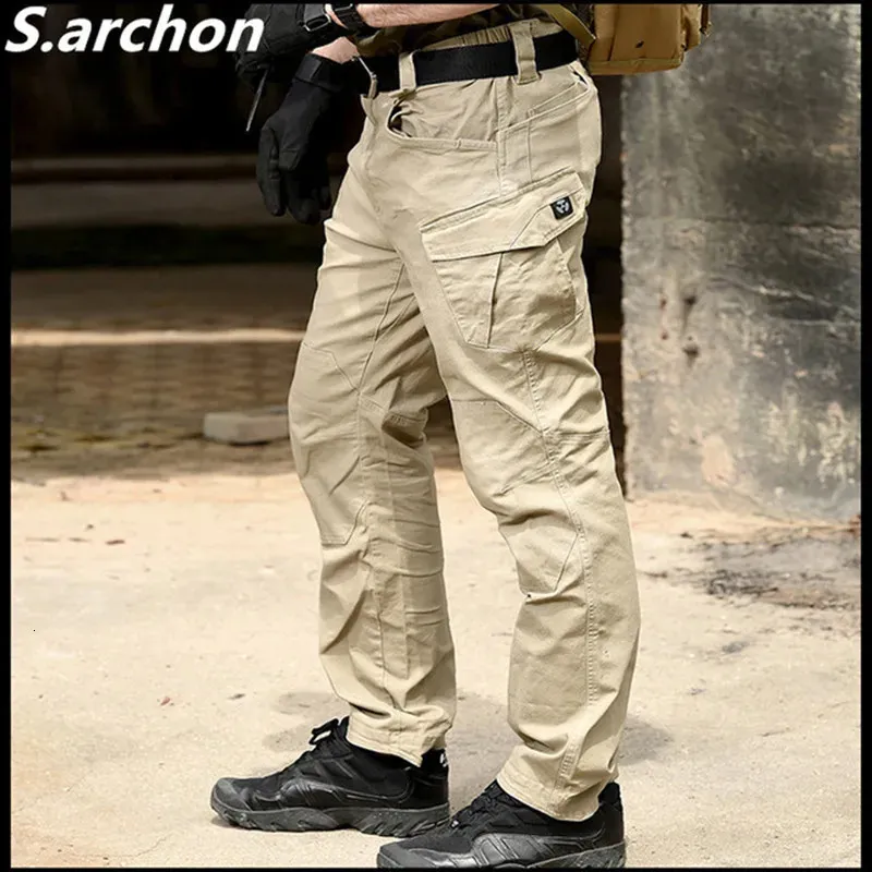 Pantaloni da uomo S.archon SWAT Combattimento Pantaloni tattici militari Uomo Grandi multitasche Pantaloni cargo militari Pantaloni casual in cotone di sicurezza Guardia del corpo 231213