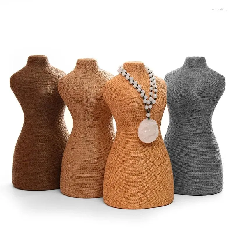 Jewelry Pouches Mannequin Bust Necklace Display Stand Colorful Pendant Holder Packing Store Exhibit Beads Organizer Storage