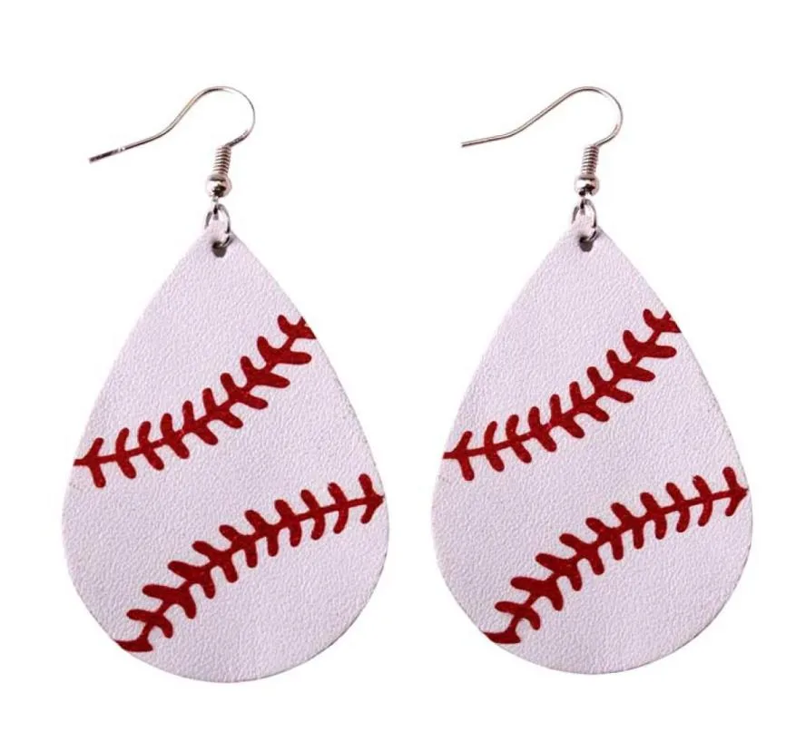 Personalized Baseball Leather Earrings Women Sports Neon Green Softball Teardrop Earrings Fashion Jewelry5495893