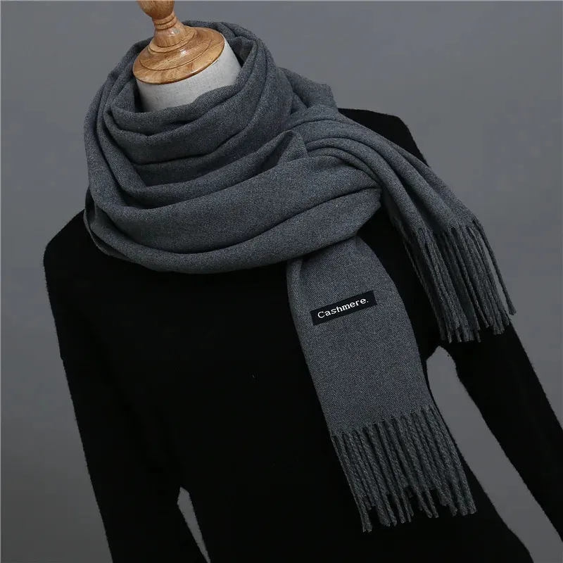 Shawls Winter Warm Cashmere Scarf for Men and Women Soild Color Female Shawls Wool Pashmina Thicked Blanket Scarves Muslim Hijab 231214