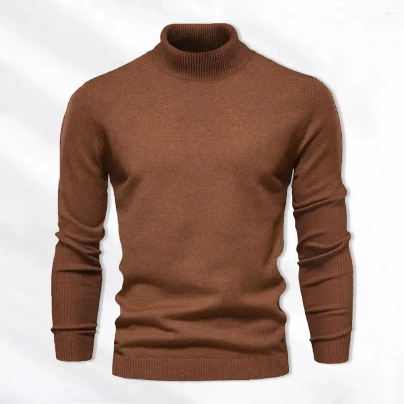男性用セーターハイカラーセーター居心地の良いプルオーバーニット暖かい柔らかい秋の冬、スリムフィットソリッド