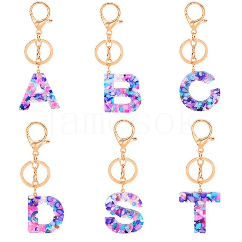 Trendy 26 lettere a ciondolo Donne della catena chiave da uomo Acrilico portachiavi Acrychain A a Z Keyring Charm Charm Bag Accessori regalo DE793