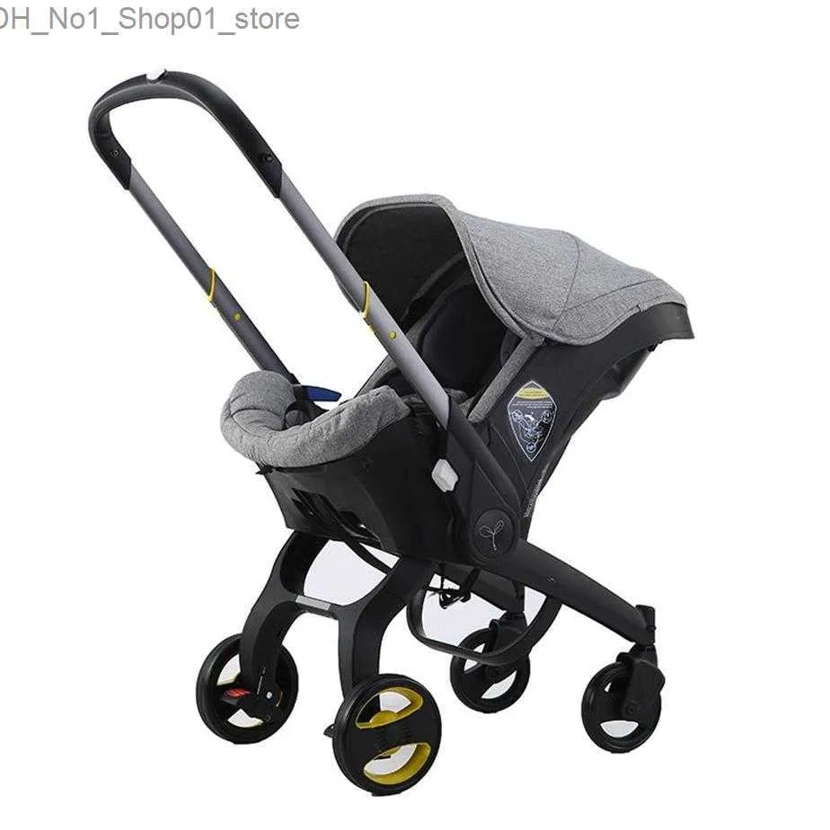 Barnvagnar# 4 i 1 bilstolvagn Bron Baby Carriage Travel System Folding Portable Cart med bilstolskomfort 0-4 år barnvagnar# 222n avancerad mjuk Q231215