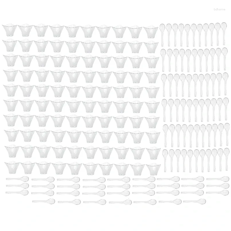 Disposable Cups Straws 100Piece Dessert Ice Cream Cup For Party Birthday Twisted Triangle Mousse