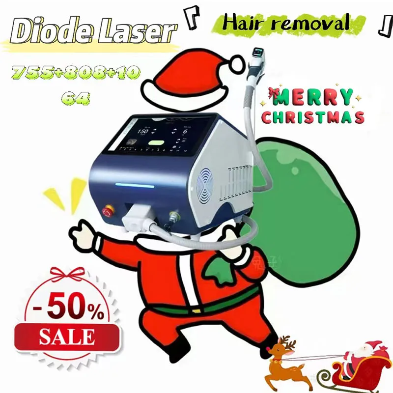 2024 Diode Laser Hårborttagningsmaskin 755NM 808NM 1064NM Titanium Ice Platinum Device Ice Titanium Ansiktslös Electric Depilator