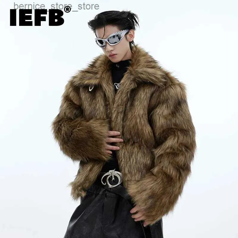 Men's Fur Fausse Fourrure IEFB Vintage hommes fausse fourrure manteau Niche polaire veste col rabattu nouvelle mode mâle épaissi veste 2023 High Street 9C3778 Q231212