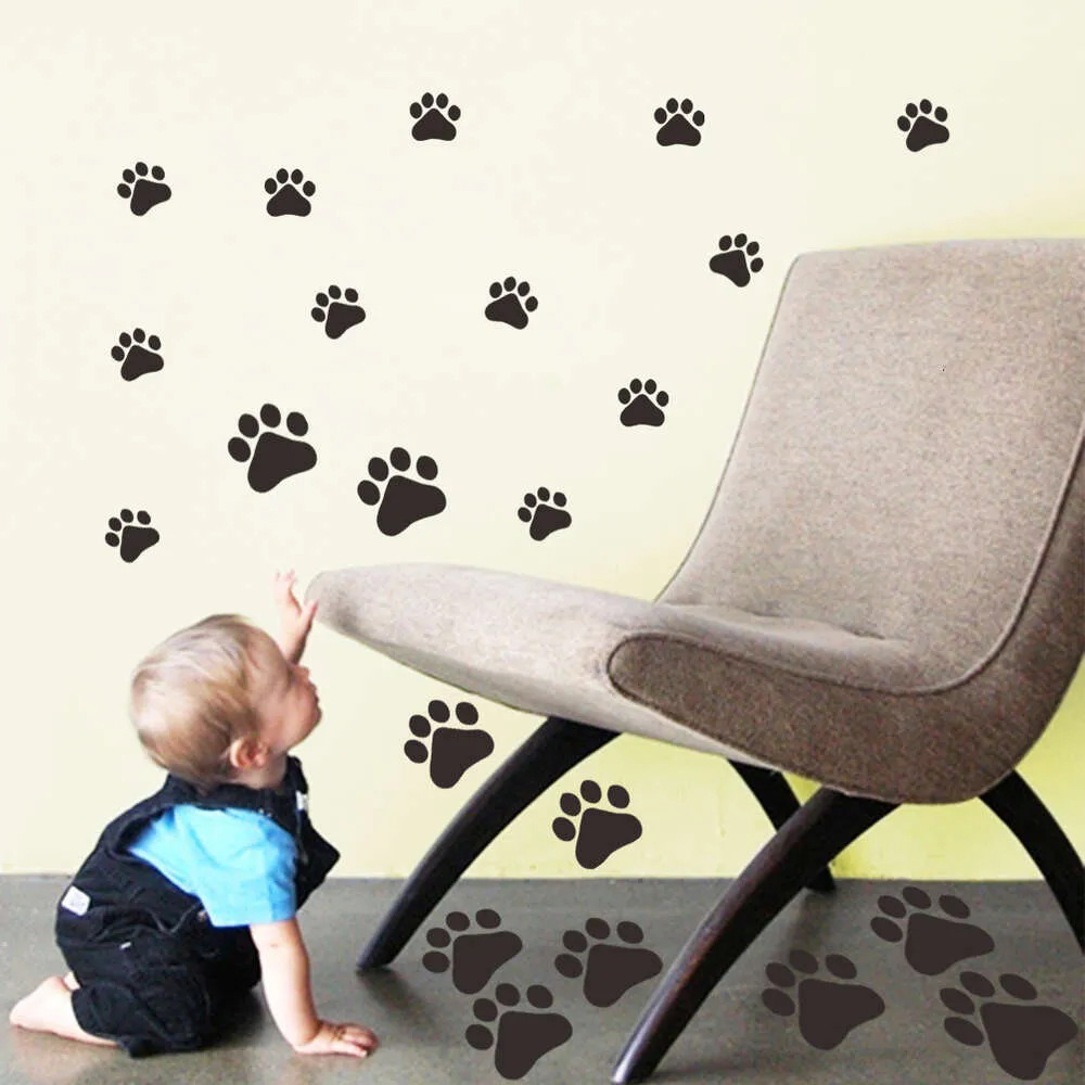 Lovely Black Dog Paw Print Door Window Wall Stickers Quotes Decal Sticker Art Diy Decals for Kids Room