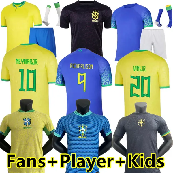 2023 Brazils Soccer Jersey NEYMAR Brasil CASEMIRO National Tea G.JESUS P.COUTINHO Hoe Away Men Kids L.PAQUETA T.SIA PELE MARCELO VINI JR Football Shirt