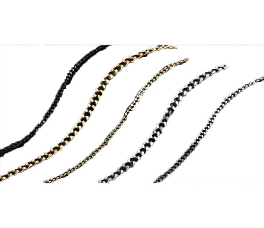 Męskie złote łańcuchy naszyjniki ze stali nierdzewnej kubańska łańcuch łącza tytanowy czarny srebrny naszyjnik bioder biżuteria 3mm4833630