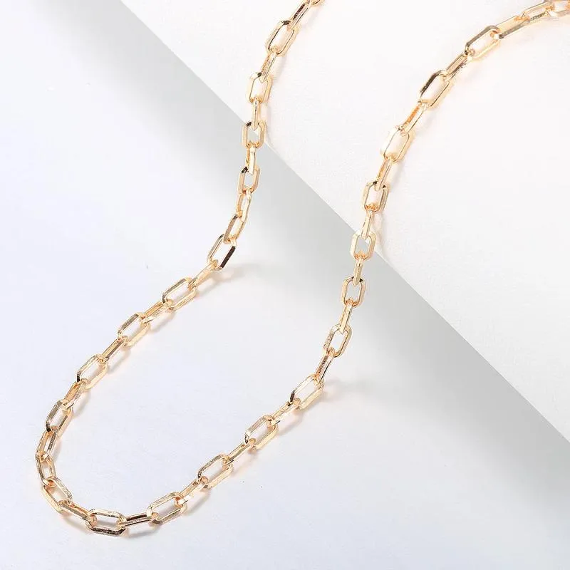 Correntes Davieslee 585 Rose Gold Color 4mm Paperclip Link Chain Colar para Mulheres Meninas Jóias Presentes 20/24inch Atacado DCN62