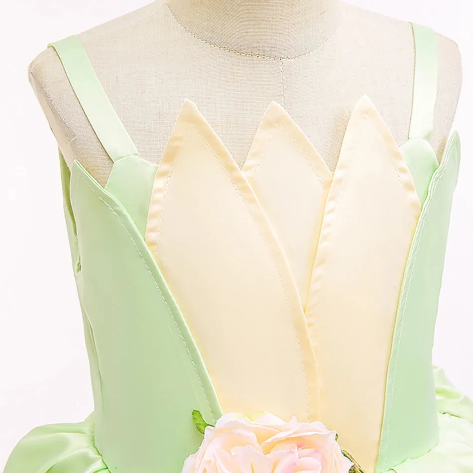 Tiana for Girls - Fancy Princess Style Frog Light Green Dress for Carnival, Birthday Parties, and Kids' Frock Ball Gowns (Sizes 2-11)