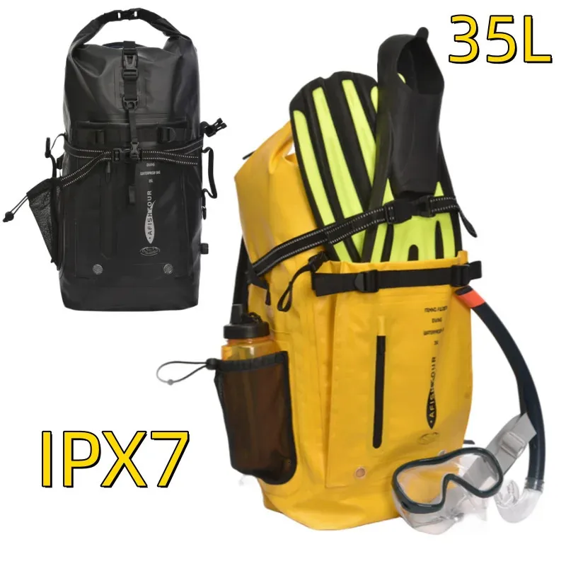 Torby zewnętrzne Bezpłatne nurkowanie płetwy plecak PVC IPX7 Waterproof Worka Sportowa Sport Sportowy