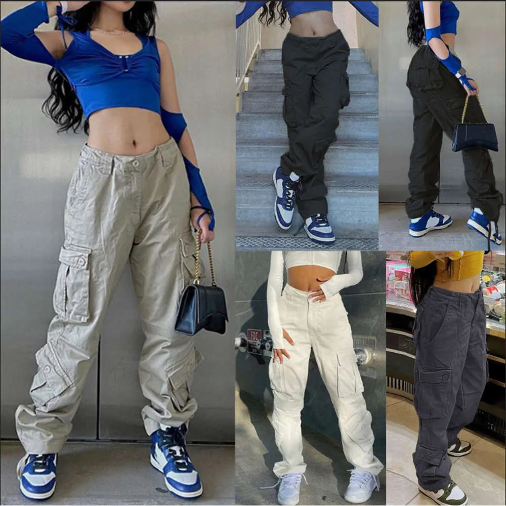 2022 Sydostasiatiska kvinnokläder, europeiska och amerikanska Instagram -gatastil, American Multi Pocket Belt, Casual Work Clothes, Jeans
