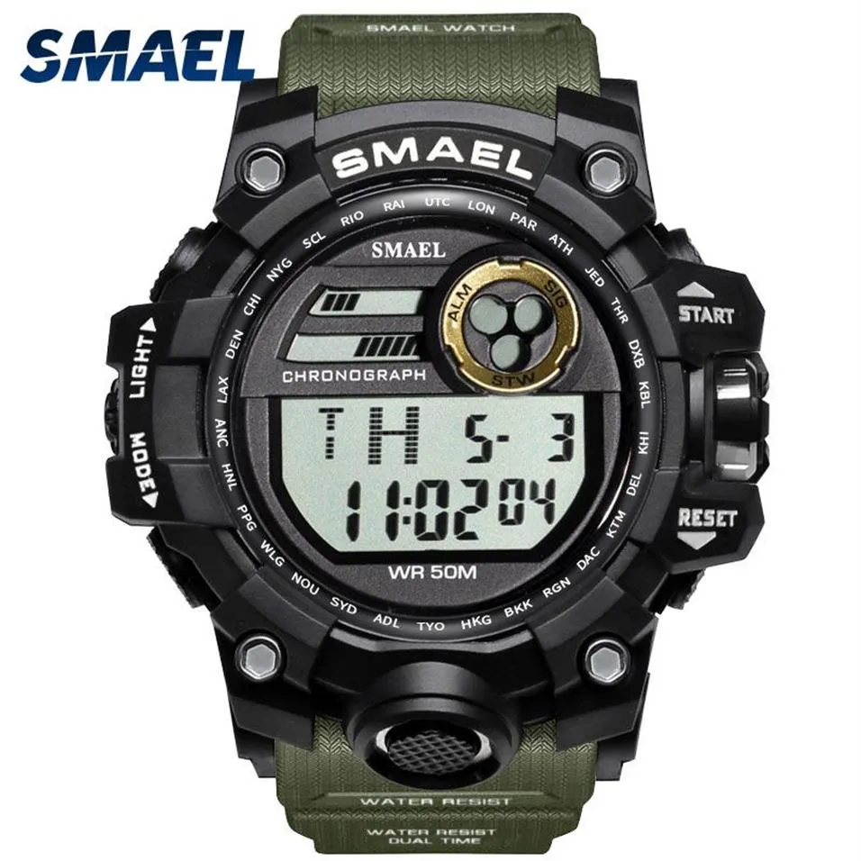 Mężczyźni oglądają sport wojskowy Smael s thock relojes hombre casual led clock cyfrowe zegarek Wodoodporne 1545D Sport Watch alarm 2117