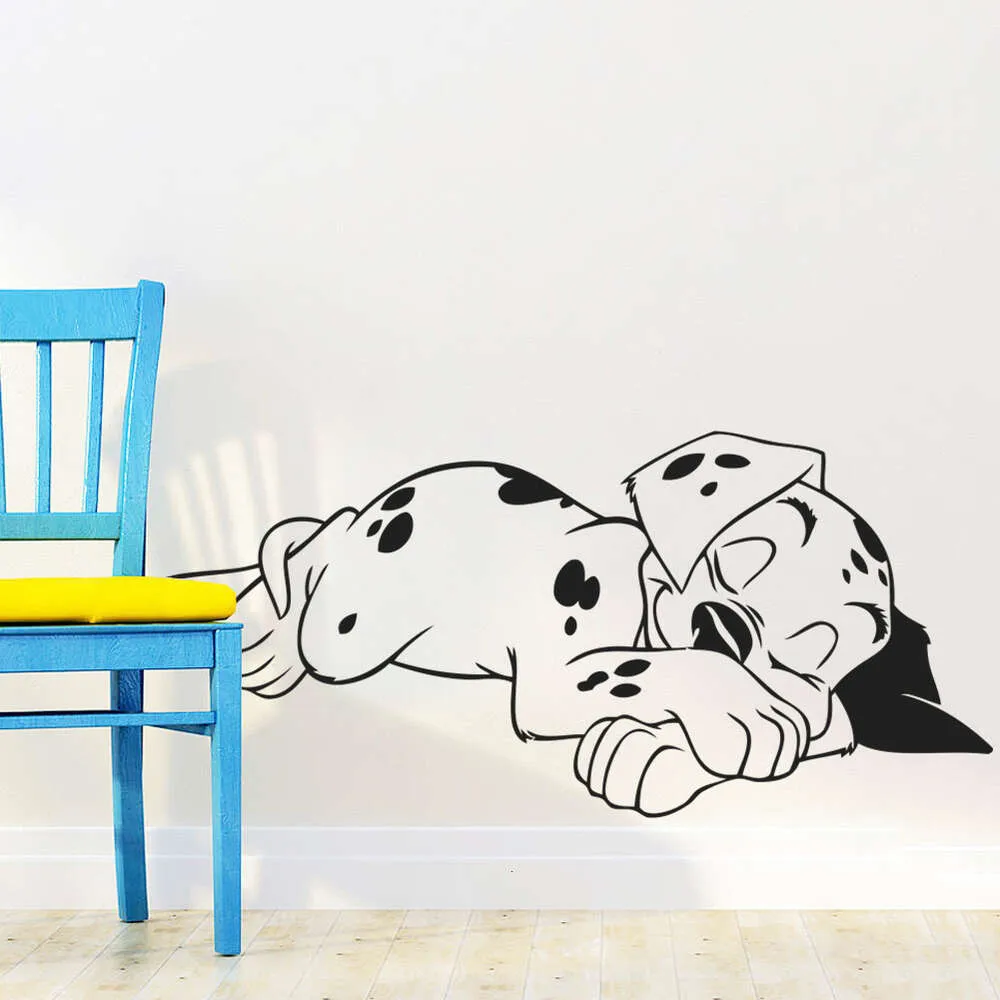 Autocollants muraux sweet rêve endormi les chiens dalmatiens chiot en vinyle ouclaceur mural mural affiche enfants crèche