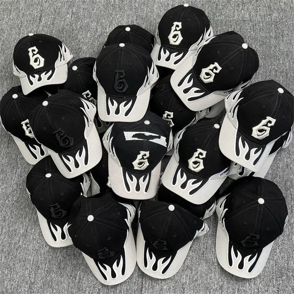 Kanye z tym samym akapitem kapeluszu Legend6 Hip-Hop Fog Street Tide Brand Flame Baseball Cap Peaked Hat Donda Fashion Accessories254D