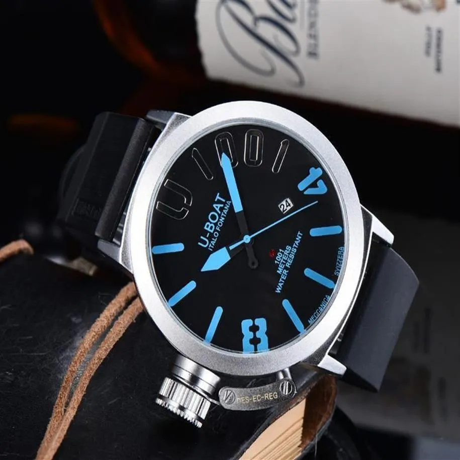 Montres-bracelets 2021 Bracelet en caoutchouc pour hommes Machines automatiques Montres carrées U Boat Montre-bracelet de luxe Watch224C