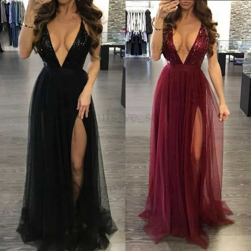 Urban Sexy sukienki 2023 NOWOŚĆ Kobiet Bez rękawów Deep V Neck Elegancka formalna balowa balowa koktajlowa suknia balowa bandaż Bandage Blackless Sukienka Czerwona czarna T231214