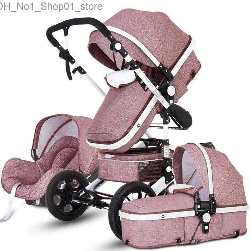 Poussettes # Haute paysage bébé poussette 3 en 1 maman poussette luxe voyage landau panier panier bébé siège auto et Carrito340K Q231215