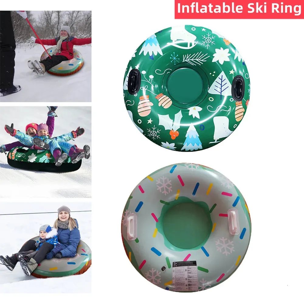 Slittino 90 * 117 cm Slitta da neve Slitta Tubi per bambini Slitta invernale Accessori per sci Sci Anello Pad Sport Circolo da sci gonfiabile addensato 231214