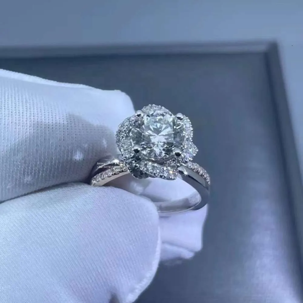 Joia de casamento personalizada arat au750 ouro rosa branco 1.3 ct redondo corte brilhante anel de noivado de diamante para mulheres