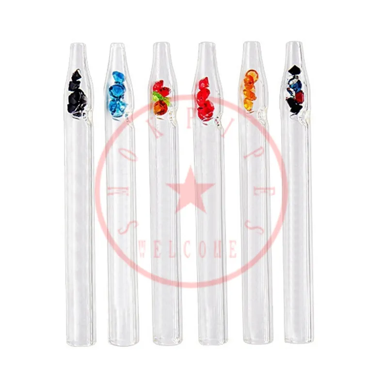 Pipes de diamant colorées en verre fumer herbe tabac porte-cigarette pointe portable pirogue handpipes receveur dégustateur chauve-souris filtre un frappeur huile plates-formes ongles tube de paille DHL