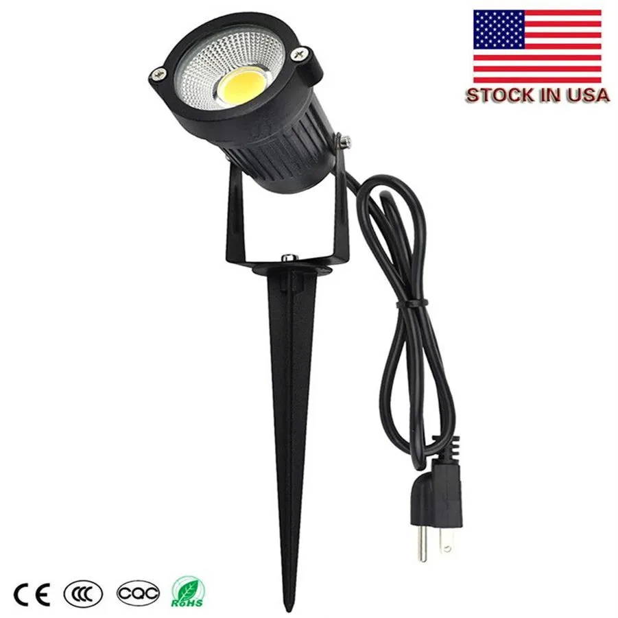 Us stocks Outdoor LED Spotlights 5W 120V AC 3000K Warm White Outdoor Use Metal Ground Stake Flag Light Outdoor Spotlight w2589