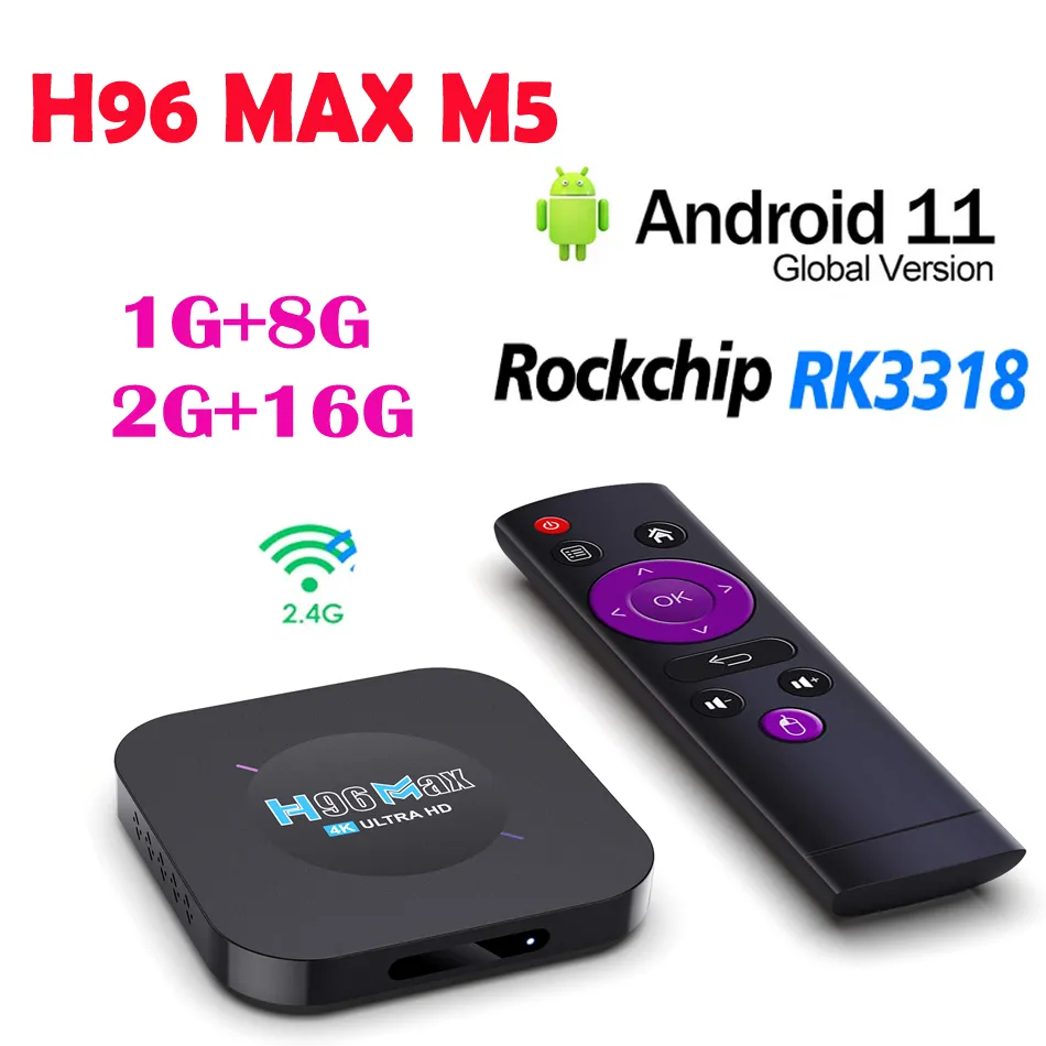Boîtier Smart TV H96 Max M5, Android 11, Rockchip RK3318, 4K, G0gle, vidéo 3D, BT4.0, lecteur multimédia, décodeur