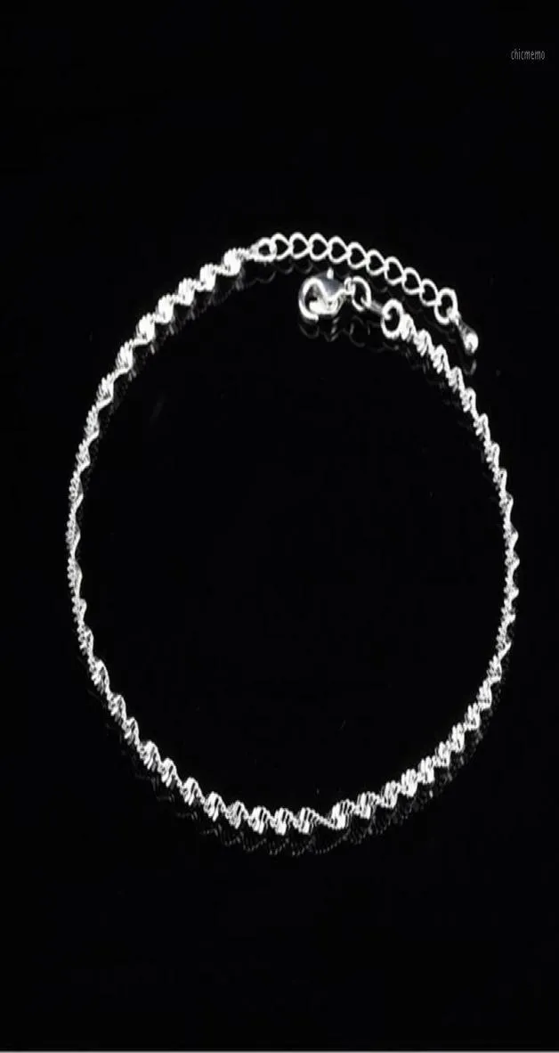 Mode Ed Weave Chain för kvinnors ankel 925 Sterling Silver Anklets Armband för kvinnor Fot smycken ankeln på fot17878505