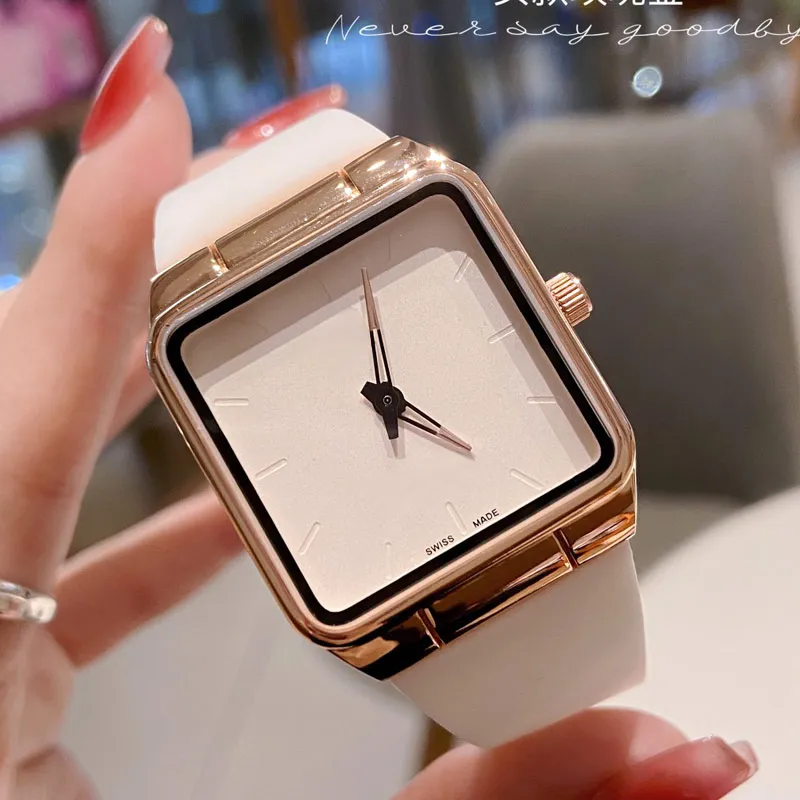 moda luksusowa dama zegarek kwadratowy gumowy pasek Pasek designerski zegarki na rękę wysokiej jakości na rękę na damskie urodziny w Walentynki Prezent Dzień Matki