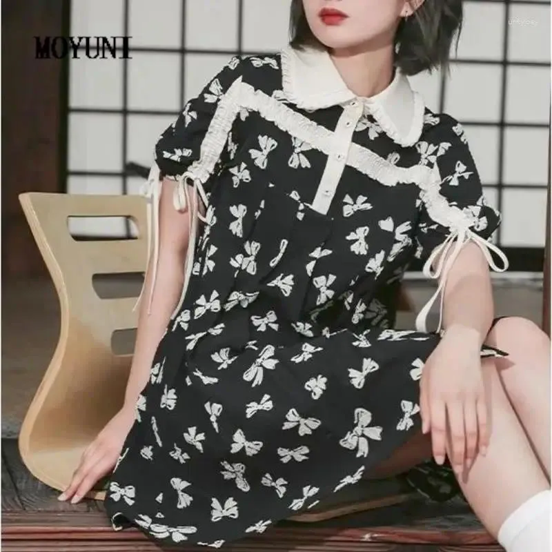 Vestidos de festa casual kawaii lolita mini vestido feminino impressão irregular bonito elegante vintage manga curta verão luz roupas femininas 2023