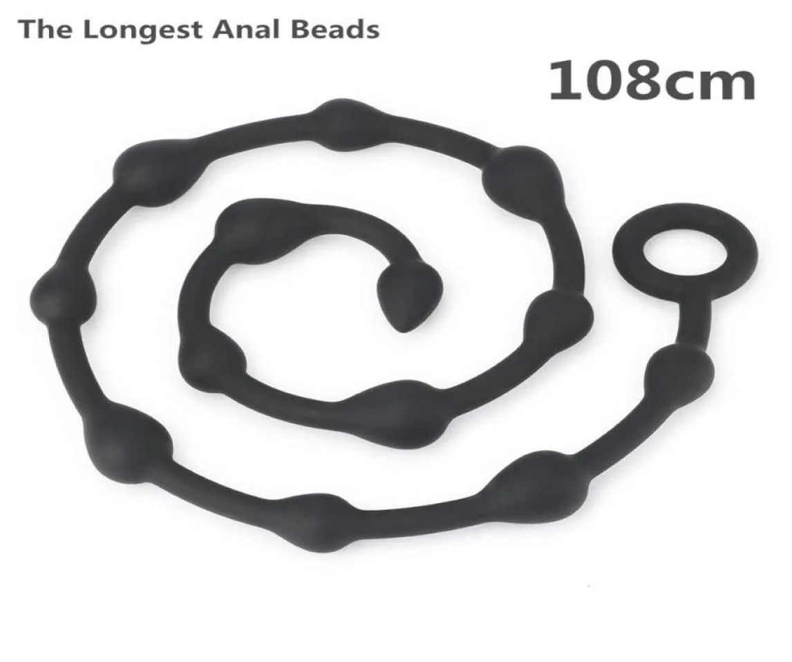 New Longest Anal Beads 108cm Anal Plug Sex toys for Woment and Men Silicone Prostate Massager Erotic Flirt Toy Drop Y19101129432