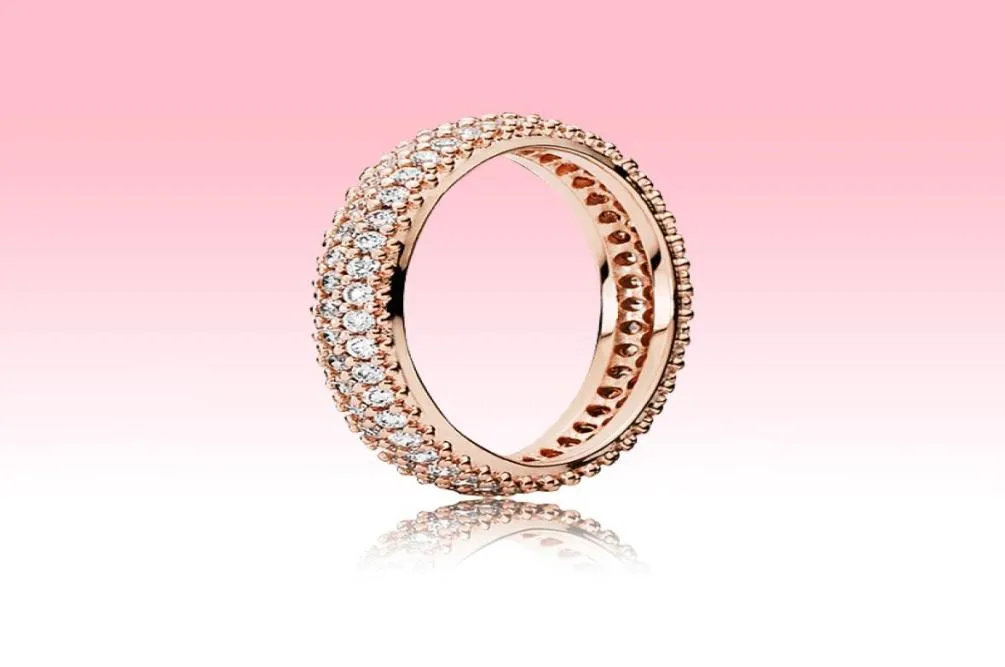 Elegante Pave Band Ring Full CZ Diamond Mujeres Anillos de boda Joyería de verano para Real 925 ANILLO de compromiso de plata con caja original6622113