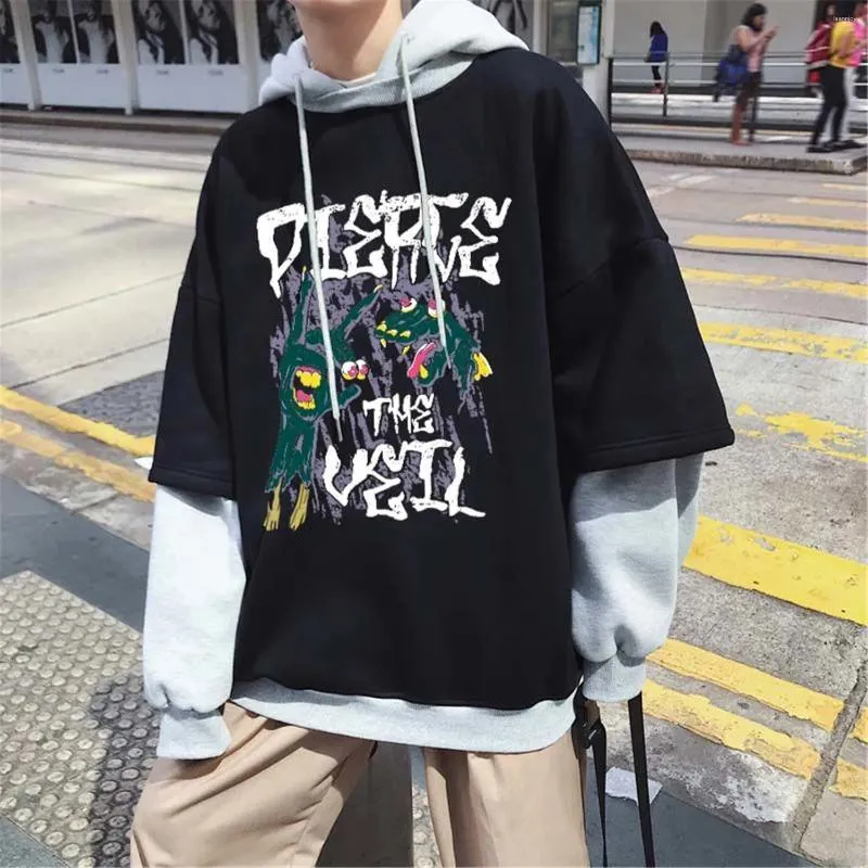 Sudaderas con capucha para hombre, sudadera fresca de Hip Hop, jersey para niños, sudadera con capucha de invierno, informal, manga larga, negro, Harajuku, Tops de calle alta, ropa de calle para hombre