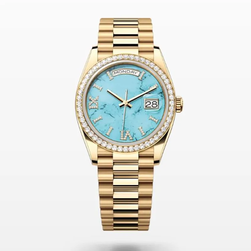 Diamond Watch Kadınlar ve Erkek Yüksek Kalite Şişesi 36 41mm Otomatik Hareket Paslanmaz Çelik Pırlanta Mekanik Saat Günlük Su Geçirmez Montre De Luxe Diamond Watch