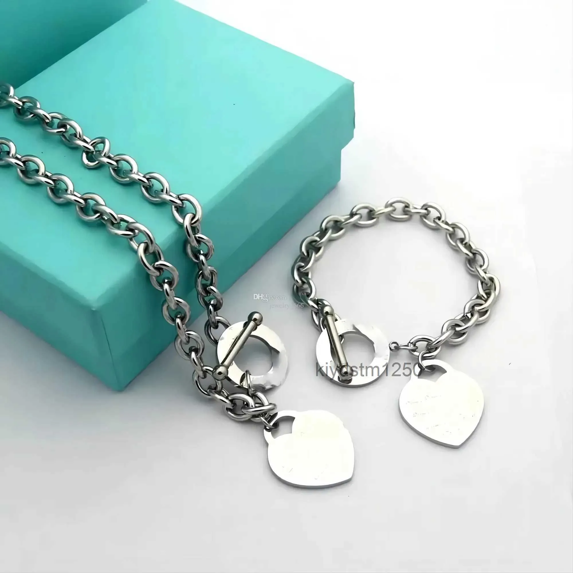 Designer de luxe en argent sterling coeur bracelet bracelet ajouter collier ensemble forme originale mode classique femmes bijoux cadeau avec boîte 4EGE