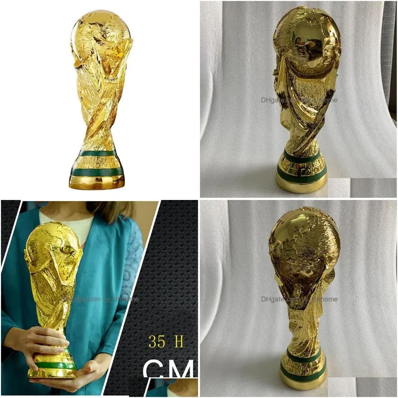 Decorative Objects Figurines Big Size Golden Color Football Champion Souvenir Mascot 35Cm Height Toy 210318 Drop Delivery Home Gar Dhvl7