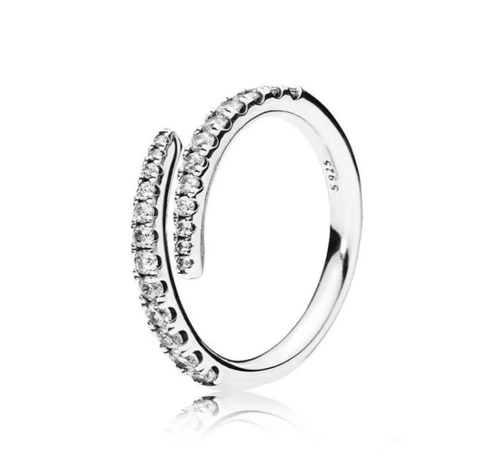 Clear CZ Diamond Shooting Star Ring Set Original Box för 925 Sterling Silver Women Girls Wedding Meteor Open Rings4492874