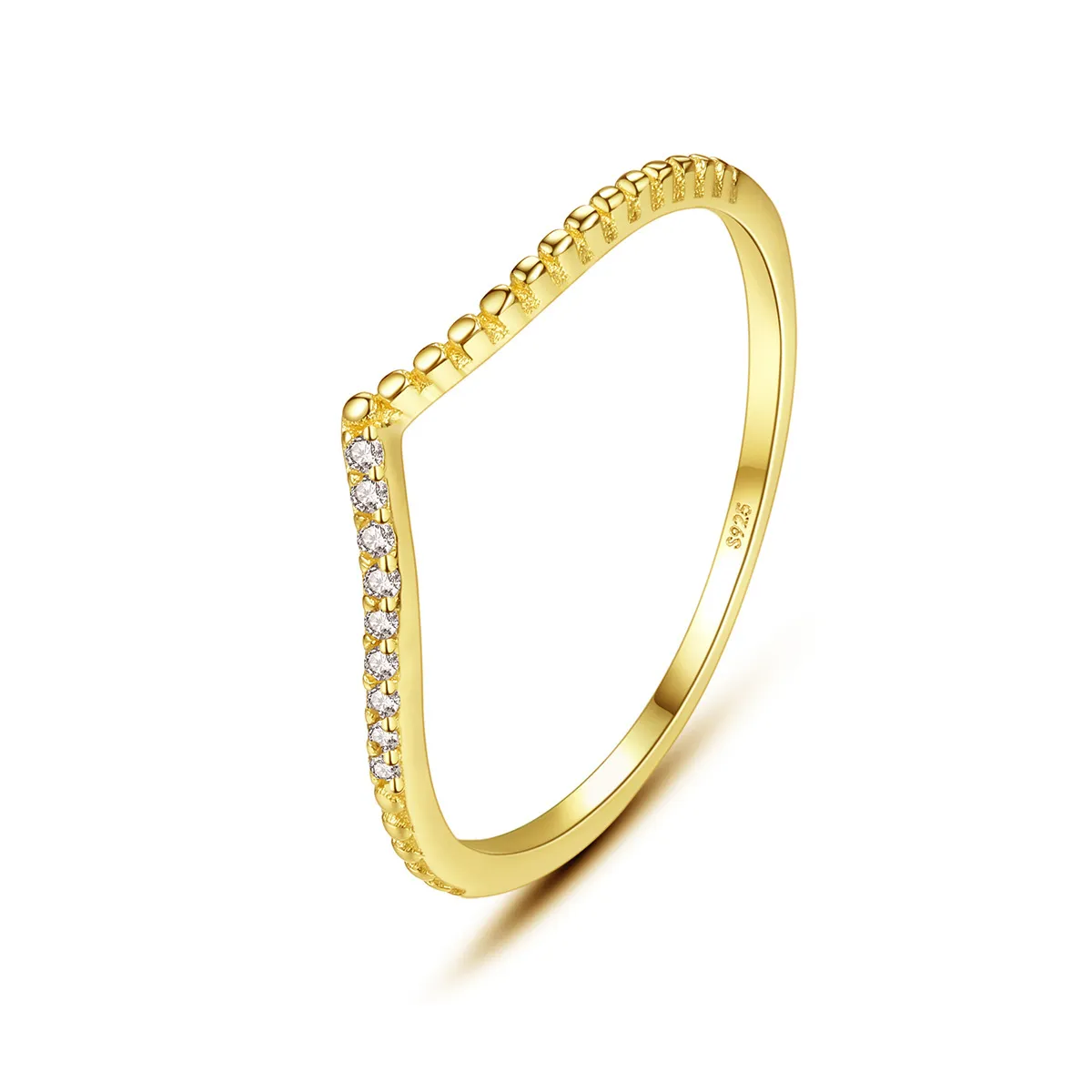 S925 anel de prata esterlina 3a anel de zircão em forma de V Moda européia Mulheres banhadas 18k Marca de ouro anel de casamento jóias de jóias do dia dos namorados do dia das mães