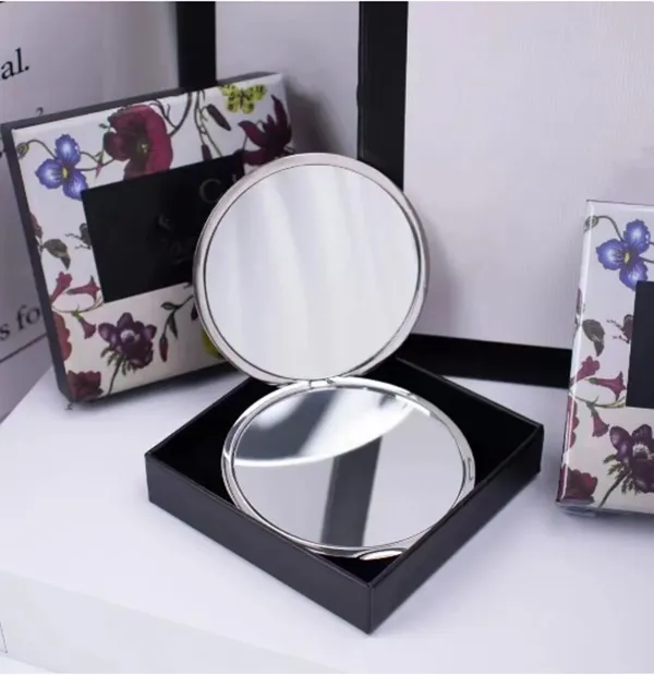 Luxury Flora Silver Golden Compact Mirror   2 Sided... 