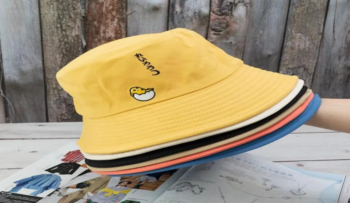 Harajuku Cartoon Print Bucket Hat Fisherman Caps Leisure Fashion Women Animal Embroidery Bob Cotton Outdoor Beach Sun Hats Wide Br7620474