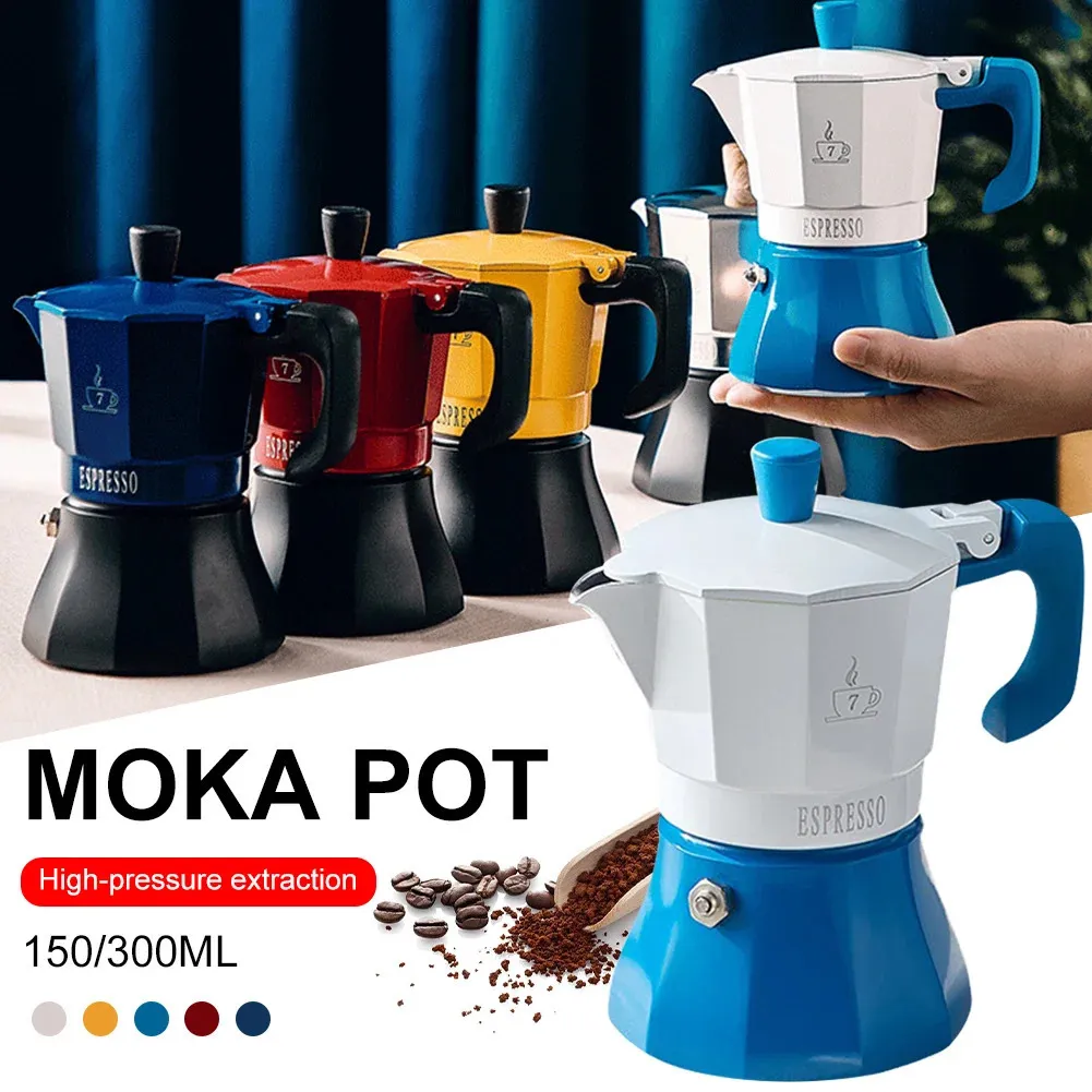 Coffee Pots 150300ML Moka Pot Aluminum Espresso Maker Stovetop Italian Brewer Machine Kitchen Coffeeware 231214