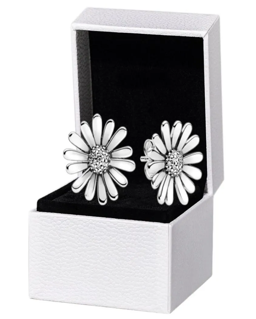 925 Sterling Silver Pave Daisy Stud Earring Original box set for P Women Party Earrings7181191