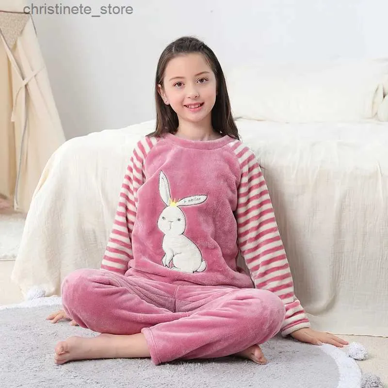 Pigiama Abbigliamento per bambini Ragazzi Ragazze Pigiama Peluche Dinosauro del fumetto Pigiama per bambini Natale Indumenti da notte caldi Inverno Abiti da notte per adolescenti R231214