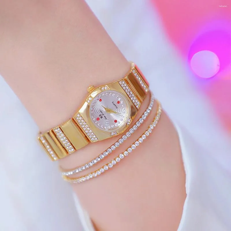 Relógios de pulso moda marca senhoras luxo diamante relógio para mulheres ouro à prova dwaterproof água quartzo mulheres relógios elegante vestido relógio
