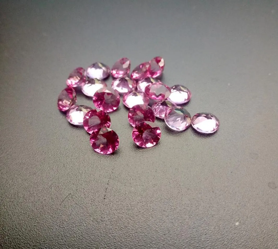Bom corte highend 100 garantia pedra semipreciosa 45mm brilhante redondo rosa topázio pedra preciosa solta para fazer jóias 10pcslot3847776