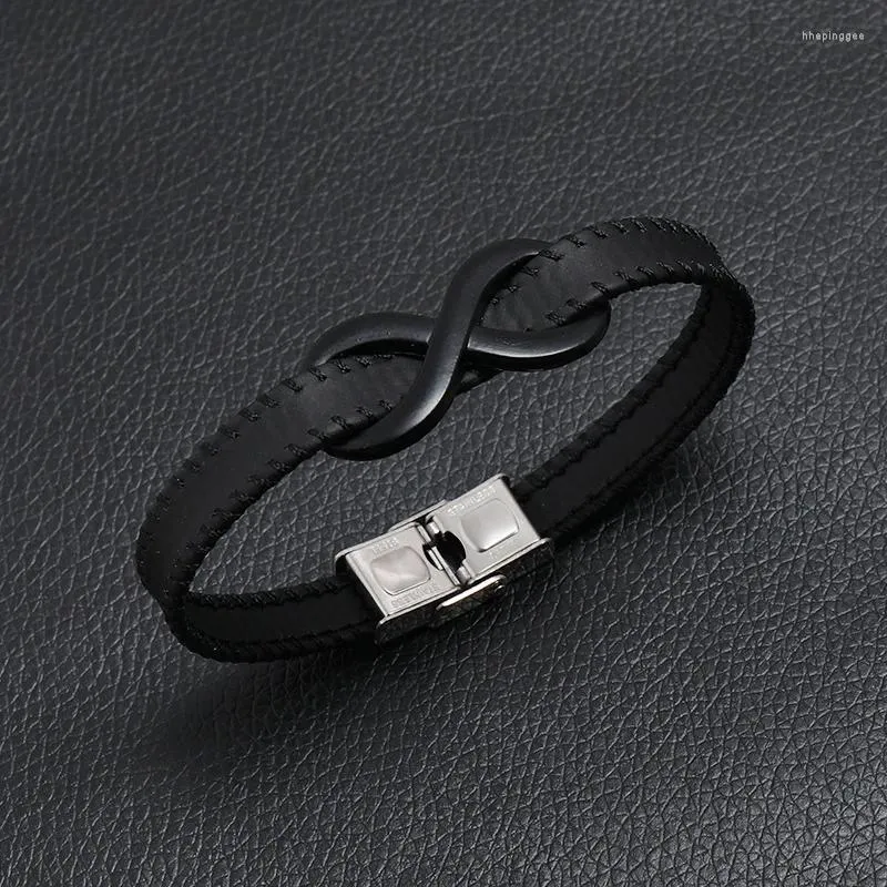 Strand Simple Personality Leather Armband för män mode obegränsat 8 rostfritt stål armband vänskap smycken gåvor