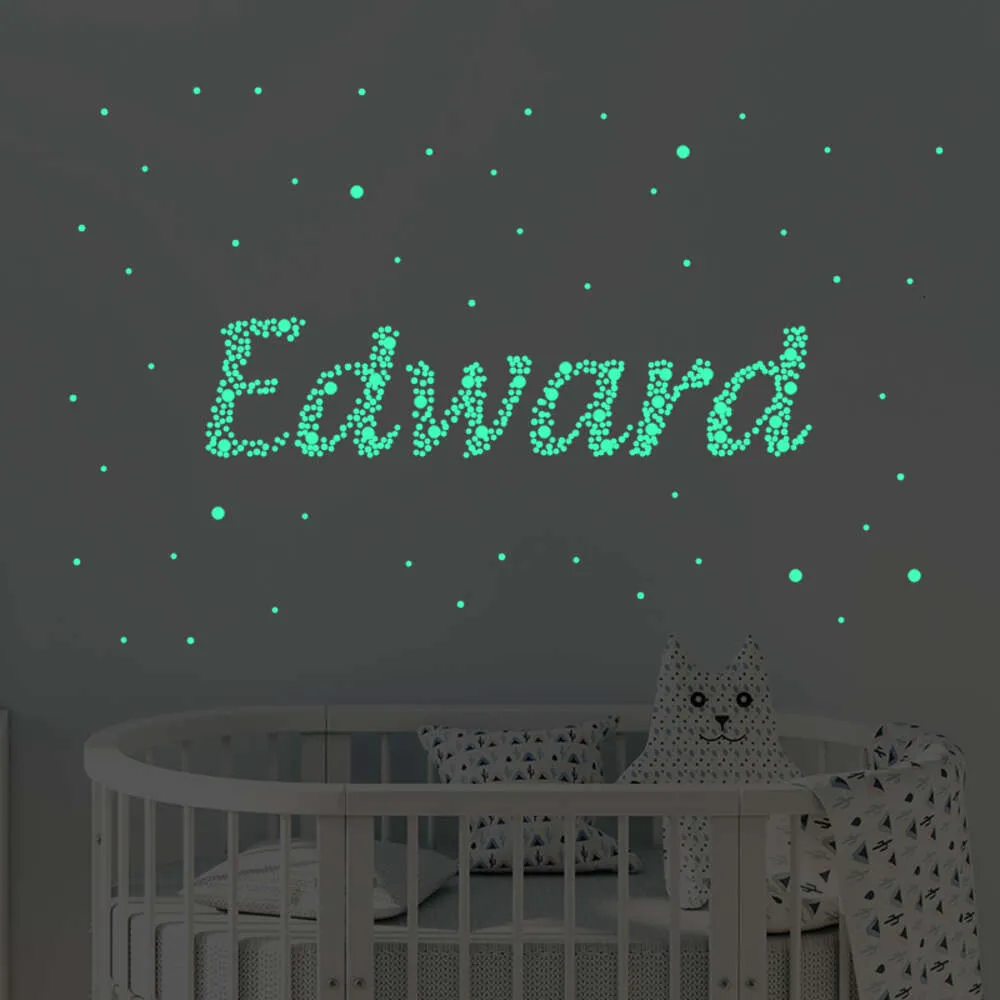 Luminous Kids Name Wall Stickers Personalized Wall Decals Baby Name Custom Stickers 3D Foam Material Nursery Room Bedroom Decor