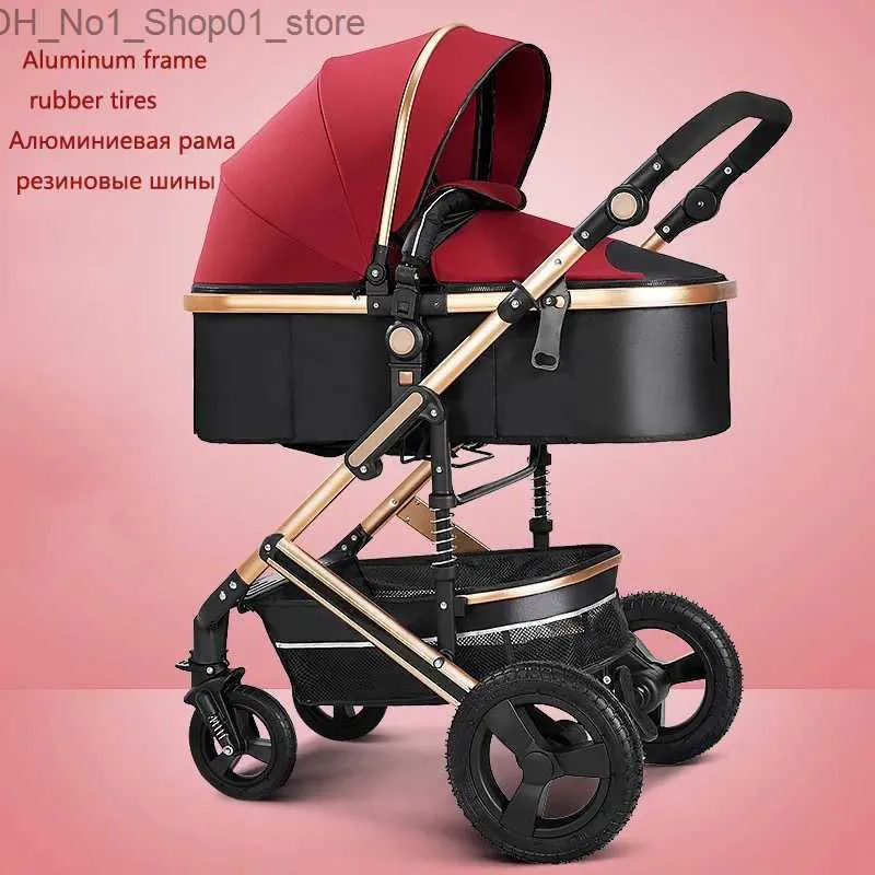 Strollers Strollers Baby Stroller 2 in 1 Baby Stroller and Car Seat Set Four Wheels Strollers High Landscape Pram Carriage Basket Luxury Travel Car